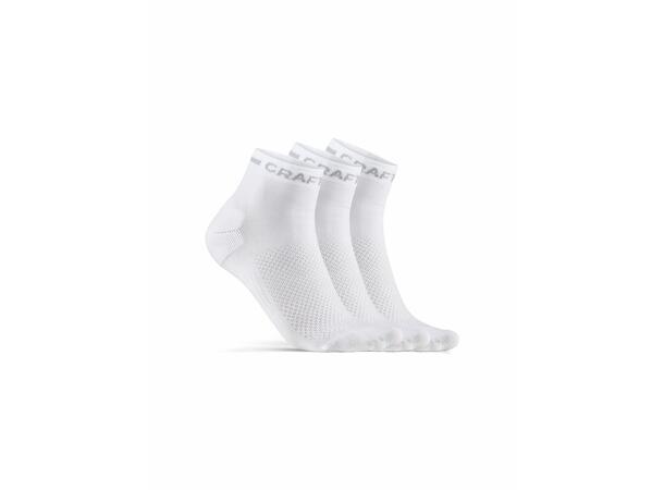 Craft Core Dry Mid Sock 3pk Hvit Funksjonell treningssokk, 3pakk