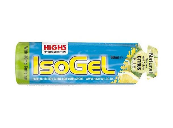 High5 Isogel Plus Sitrus 60g. Inneholder koffein.